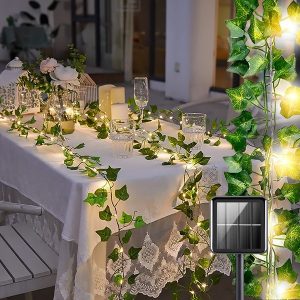 Napelemes Tündérfények Mesterséges Borostyánlevéllel (5 m) | LEAFGLO